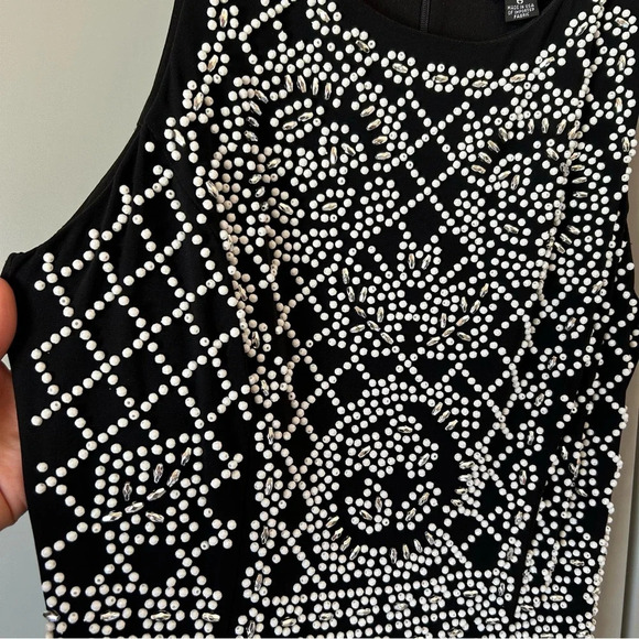 Xscape Women's Sleeveless Black Beaded Dress Size 6 Knee Length, Semi Formal - Picture 4 of 10